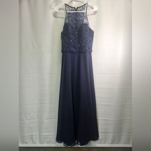 Elegant Navy Blue Sequin Gown